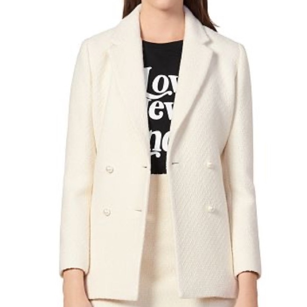 Sandro Dayvon Double-Breasted Tweed Jacket | NWT | Size 34